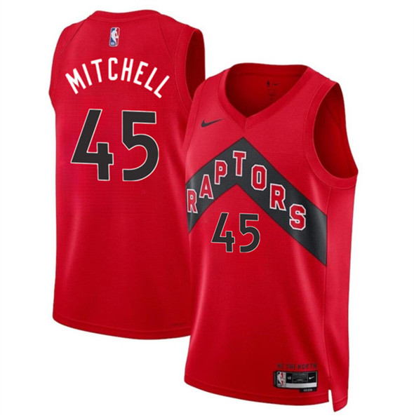 Toronto Raptors #45 Davion Mitchell Red Icon Edition Stitched Basketball Jersey