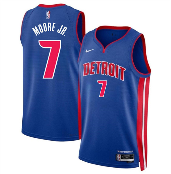 Detroit Pistons #7 Wendell Moore Jr Blue 2024 Icon Edition Stitched Jersey