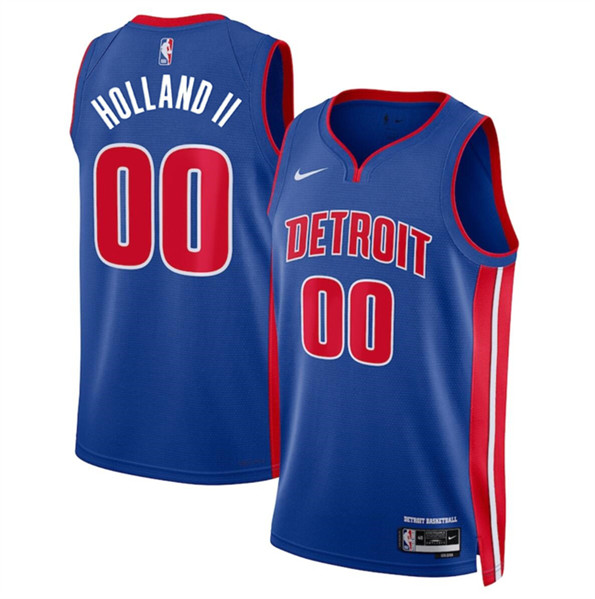 Detroit Pistons #00 Ron Holland II Blue 2024 Icon Edition Stitched Jersey