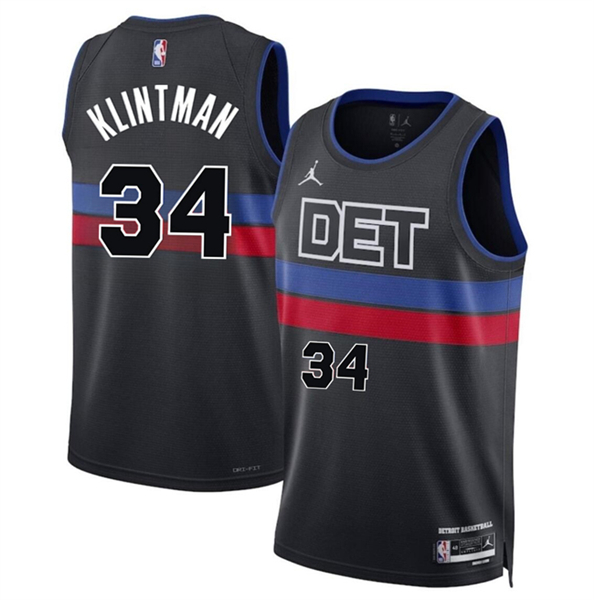 Detroit Pistons #34 Bobi Klintman Black 2024 Statement Edition Stitched Jersey