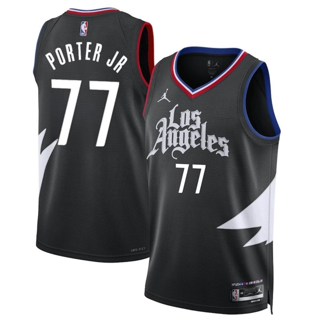 Los Angeles Clippers #77 Kevin Porter Jr Black Statement Edition Stitched Jersey