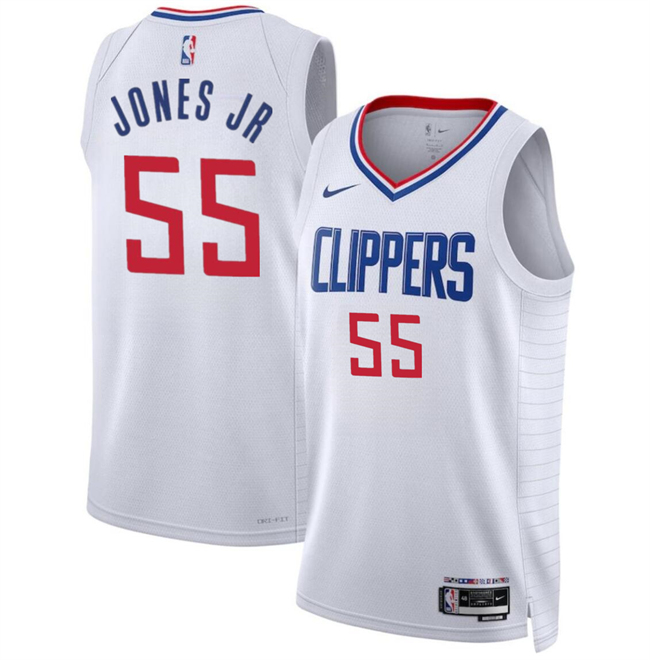 Los Angeles Clippers #55 Derrick Jones Jr White Association Edition Stitched Jersey