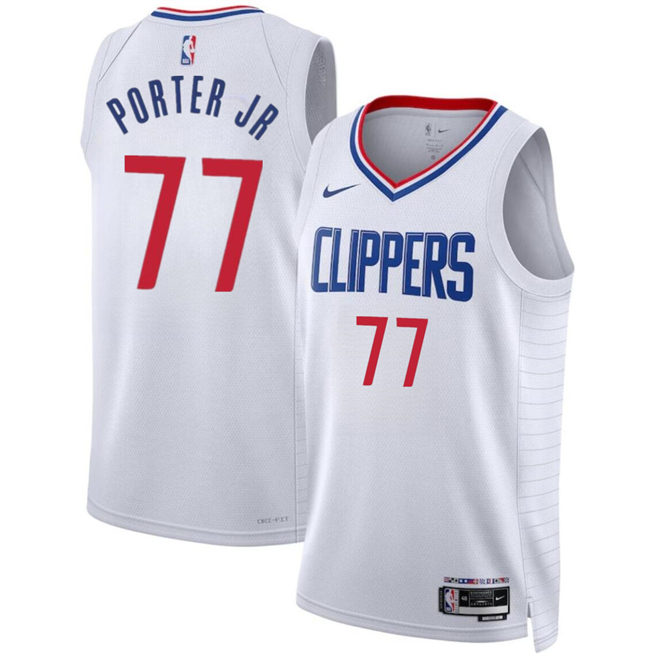 Los Angeles Clippers #77 Kevin Porter Jr White Association Edition Stitched Jersey