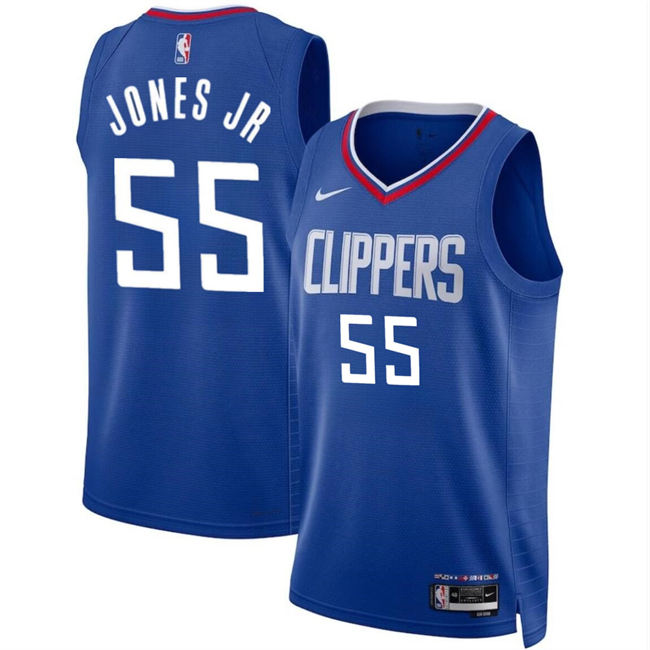 Los Angeles Clippers #55 Derrick Jones Jr Blue Icon Edition Stitched Jersey