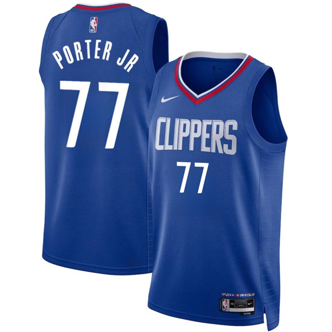 Los Angeles Clippers #77 Kevin Porter Jr Blue Icon Edition Stitched Jersey