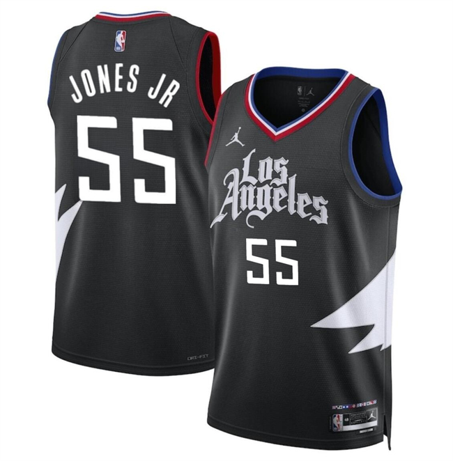 Los Angeles Clippers #55 Derrick Jones Jr Black Statement Edition Stitched Jersey