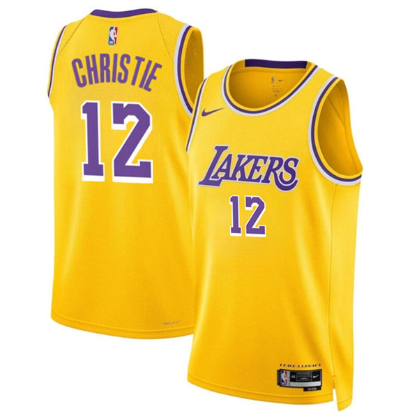Los Angeles Lakers #12 Max Christie Yellow 2024 Icon Edition Stitched Basketball Jersey