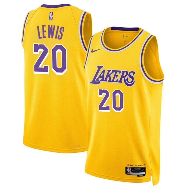 Los Angeles Lakers #20 Maxwell Lewis Yellow 2024 Icon Edition Stitched Basketball Jersey