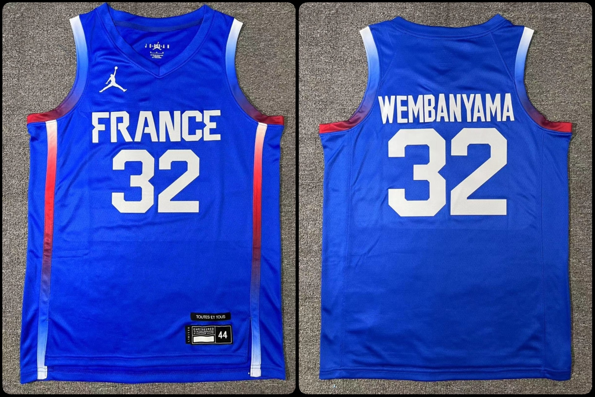 #32 Victor Wembanyama Blue FR Stitched Basketball Jersey