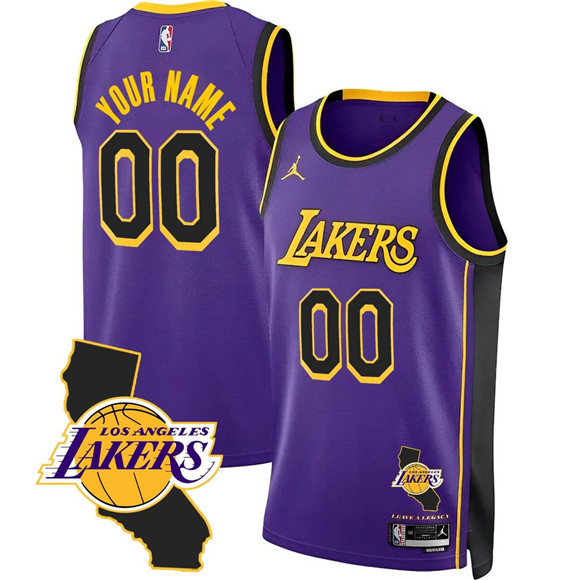 Los Angeles Lakers Active Player Custom Purple 2025 California Patch Stitched Basketball Jersey Los Angeles Lakers Active Player Custom Purple 2025 California Patch Stitched Basketball Jersey