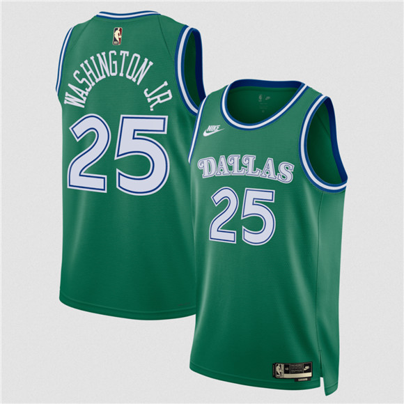 Dallas Mavericks #25 P.J. Washington Green 2025 Classic Edition Stitched Basketball Jersey