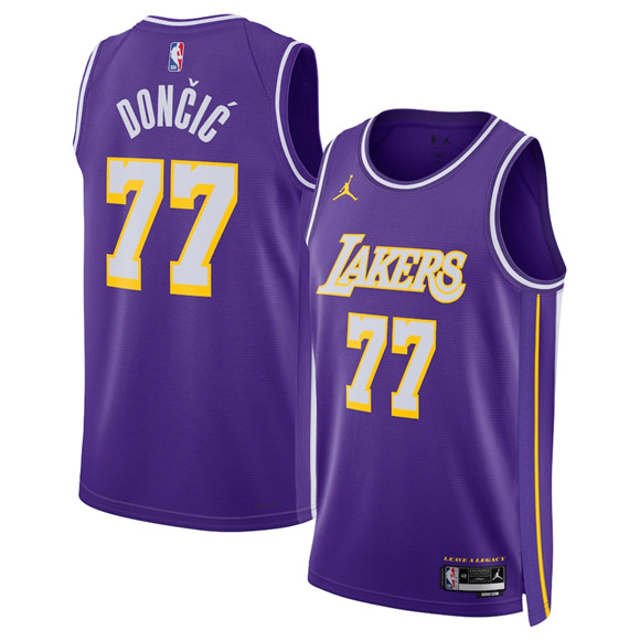 Los Angeles Lakers #77 Luka Doncic Purple 2025 Statement Edition Stitched Basketball Jersey