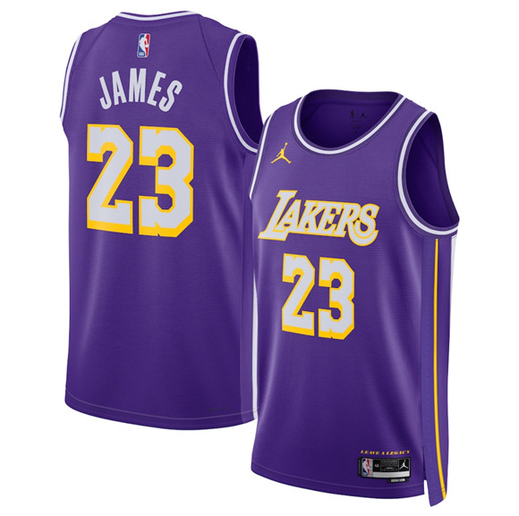 Los Angeles Lakers #23 LeBron James Purple 2025 Statement Edition Stitched Basketball Jersey