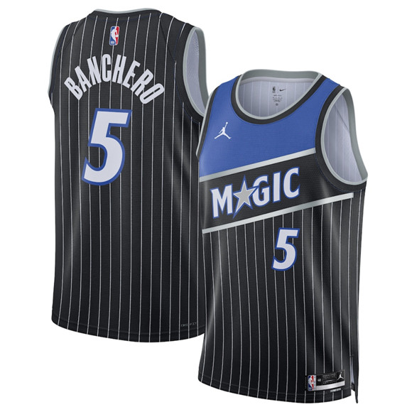 Orlando Magic #5 Paolo Banchero Black 2025 Statement Edition Stitched Basketball Jersey