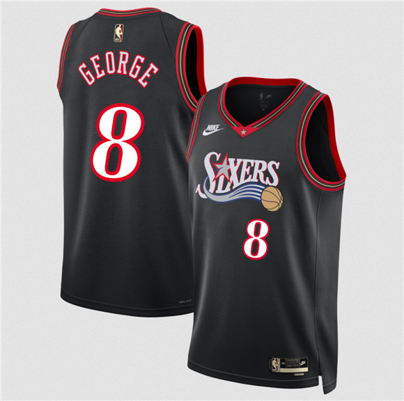 Philadelphia 76ers #8 Paul George Black 2025 Classic Edition Stitched Jersey