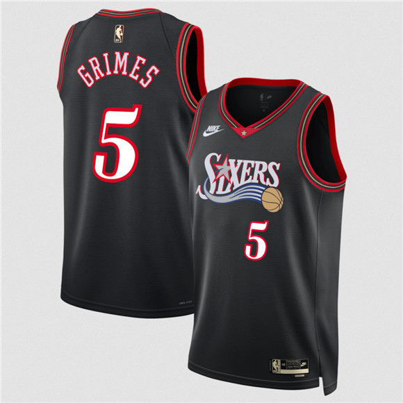 Philadelphia 76ers #5 Quentin Grimes Black 2025 Classic Edition Stitched Jersey