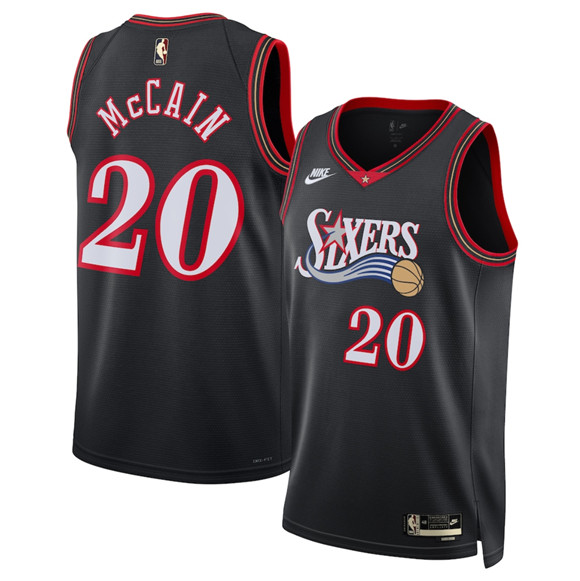 Philadelphia 76ers #20 Jared McCain Jared McCain Black 2025 Classic Edition Stitched Jersey