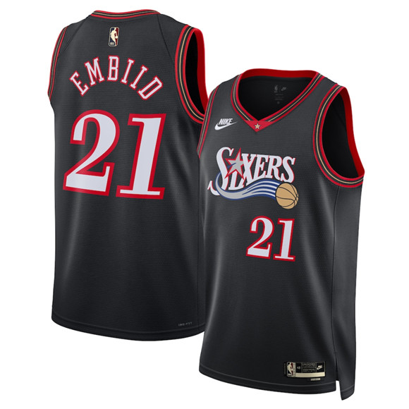 Philadelphia 76ers #21 Joel Embiid Black 2025 Classic Edition Stitched Jersey