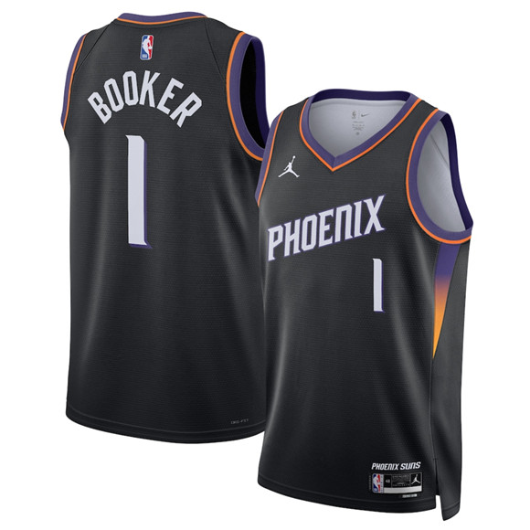 Phoenix Suns #1 Devin Booker Black 2025 Statement Edition Stitched Basketball Jersey