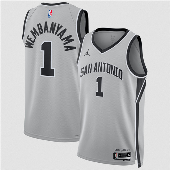 San Antonio Spurs #1 Victor Wembanyama Silver 2025 Statement Edition Stitched Basketball Jersey
