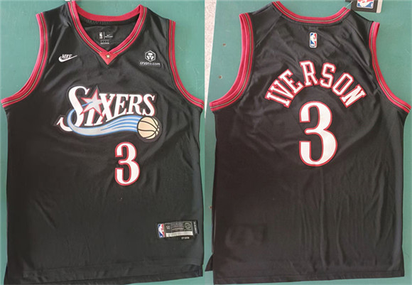 Philadelphia 76ers #3 Allen Iverson Black 2025 Classic Edition Stitched Stitched Jersey