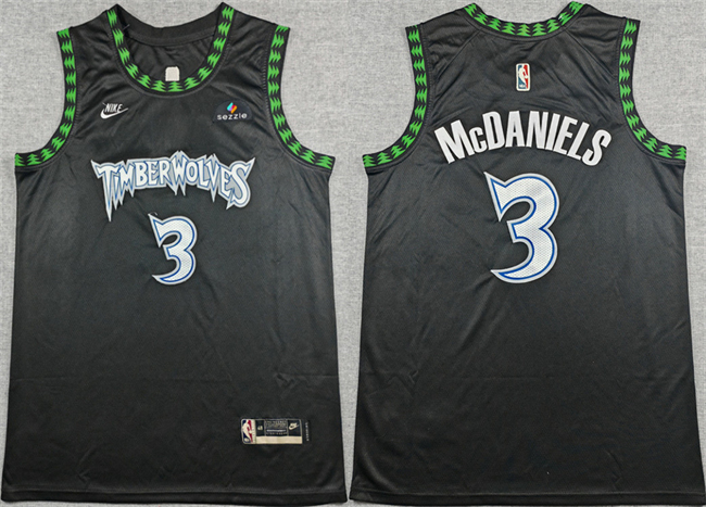Minnesota Timberwolves #3 Jaden McDaniels Black 2025-26 Classic Edition Stitched jersey