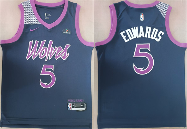 Minnesota Timberwolves #5 Anthony Edwards Navy Stitched jersey