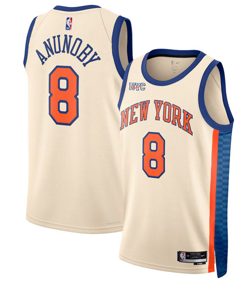 New York Knicks #8 OG Anunoby Cream 2025-26 City Edition Swingman Stitched Basketball Jersey