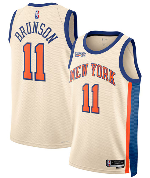New York Knicks #11 Jalen Brunson Cream 2025-26 City Edition Swingman Stitched Basketball Jersey