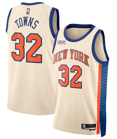 New York Knicks #32 Karl-Anthony Towns Cream 2025-26 City Edition Swingman Stitched Basketball Jersey