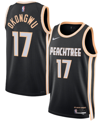 Atlanta Hawks #17 Onyeka Okongwu Black 2025-26 City Edition Swingman Stitched Jersey