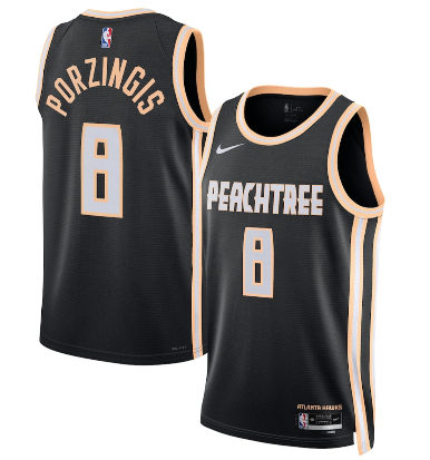 Atlanta Hawks #8 Kristaps Porzi??is Black 2025-26 City Edition Swingman Stitched Jersey