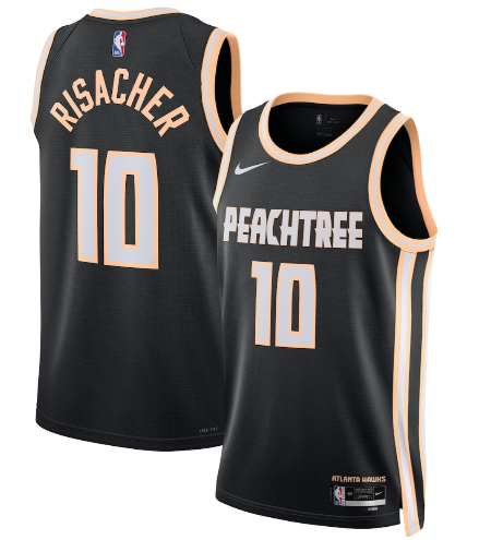 Atlanta Hawks #10 Zaccharie Risacher Black 2025-26 City Edition Swingman Stitched Jersey