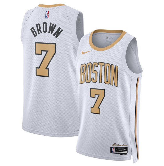 Boston Celtics #7 Jaylen Brown White 2025-26 City Edition Swingman Stitched Basketball Jersey