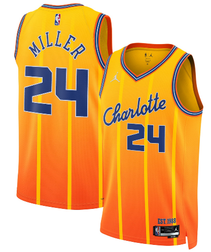 Charlotte Hornets #24 Brandon Miller Gold 2025-26 City Edition Swingman Stitched Jersey