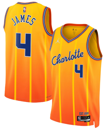 Charlotte Hornets #4 Sion James Gold 2025-26 City Edition Swingman Stitched Jersey
