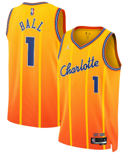 Charlotte Hornets #1 LaMelo Ball Gold 2025-26 City Edition Swingman Stitched Jersey
