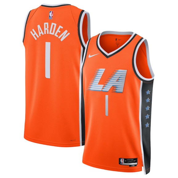 Los Angeles Clippers #1 James Harden Orange 2025-26 City Edition Swingman Stitched Jersey