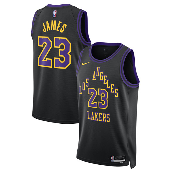 Los Angeles Lakers #23 LeBron James Black 2025-26 City Edition Stitched Basketball Jersey