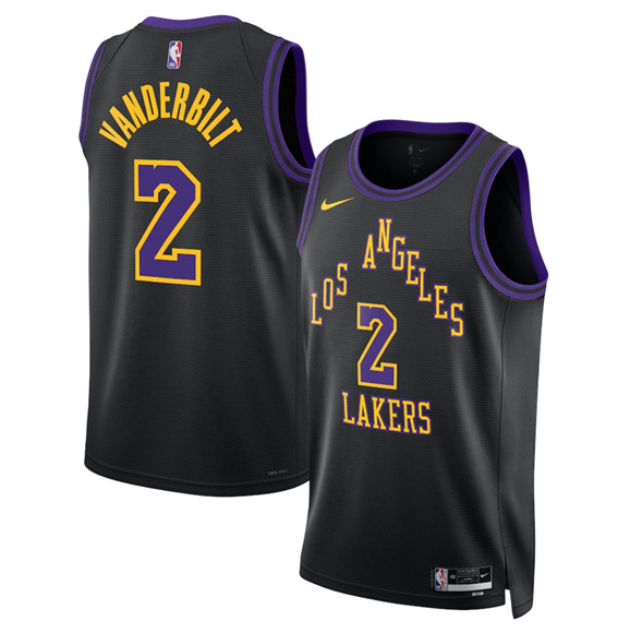 Los Angeles Lakers #2 Jarred Vanderbilt Black 2025-26 City Edition Stitched Basketball Jersey
