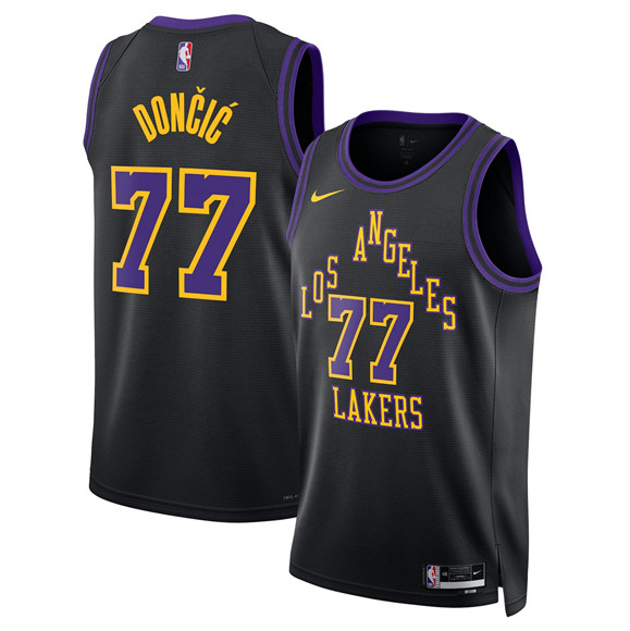 Los Angeles Lakers #77 Luka Don?i? Black 2025-26 City Edition Stitched Basketball Jersey