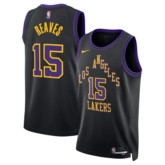 Los Angeles Lakers #15 Austin Reaves Black 2025-26 City Edition Stitched Basketball Jersey