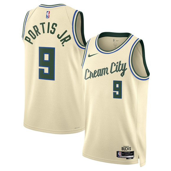 Milwaukee Bucks #9 Bobby Portis Cream 2025-26 City Edition Swingman Stitched Basketball Jersey