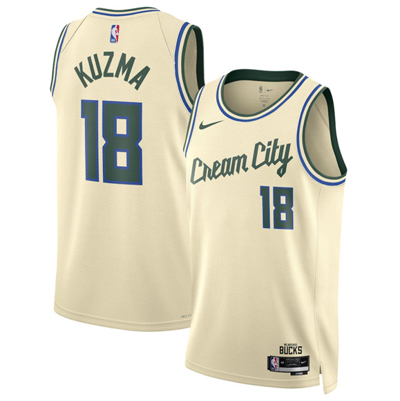 Milwaukee Bucks #18 Kyle Kuzma Cream 2025-26 City Edition Swingman Stitched Basketball Jersey