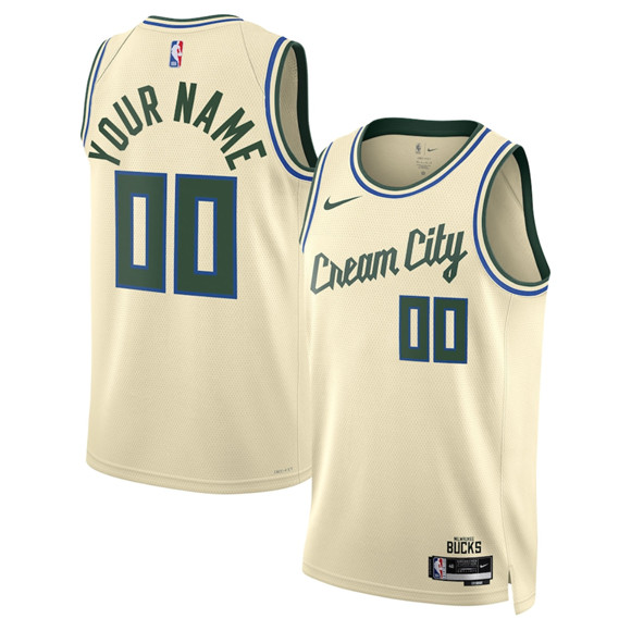 Milwaukee Bucks Active Player Custom Cream 2025-26 City Edition Swingman Stitched Basketball Jersey Milwaukee Bucks Active Player Custom Cream 2025-26 City Edition Swingman Stitched Basketball Jersey