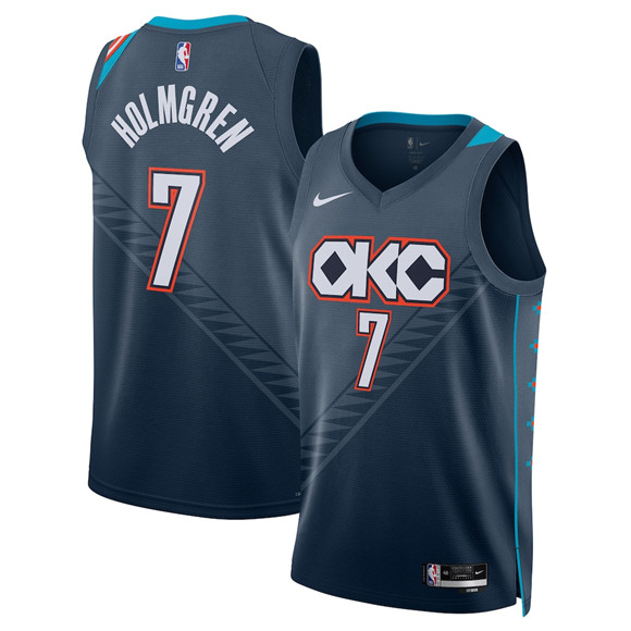 Oklahoma City Thunder #7 Chet Holmgren Navy 2025-26 City Edition Swingman Stitched Basketball Jersey