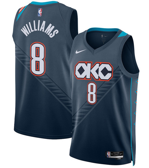 Oklahoma City Thunder #8 Jalen Williams Navy 2025-26 City Edition Swingman Stitched Basketball Jersey