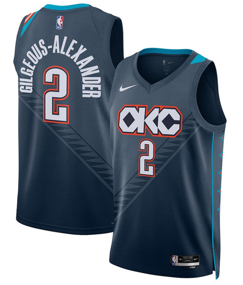 Oklahoma City Thunder #2 Shai Gilgeous-Alexander Navy 2025-26 City Edition Swingman Stitched Basketball Jersey