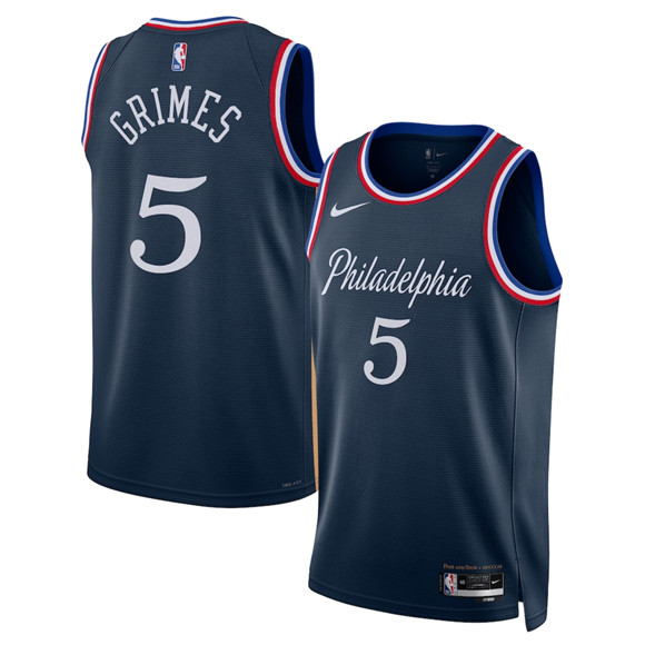 Philadelphia 76ers #5 Quentin Grimes Navy 2025-26 City Edition Swingman Stitched Jersey