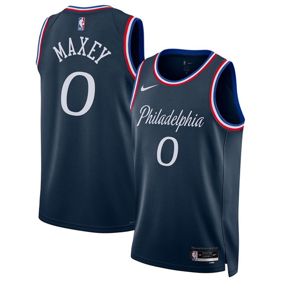 Philadelphia 76ers #0 Tyrese Maxey Navy 2025-26 City Edition Swingman Stitched Jersey